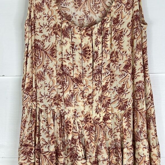 Intimately Free People Cream Paisley Floral Tiered Tunic Sleeveless Boho, XS - Picture 5 of 11